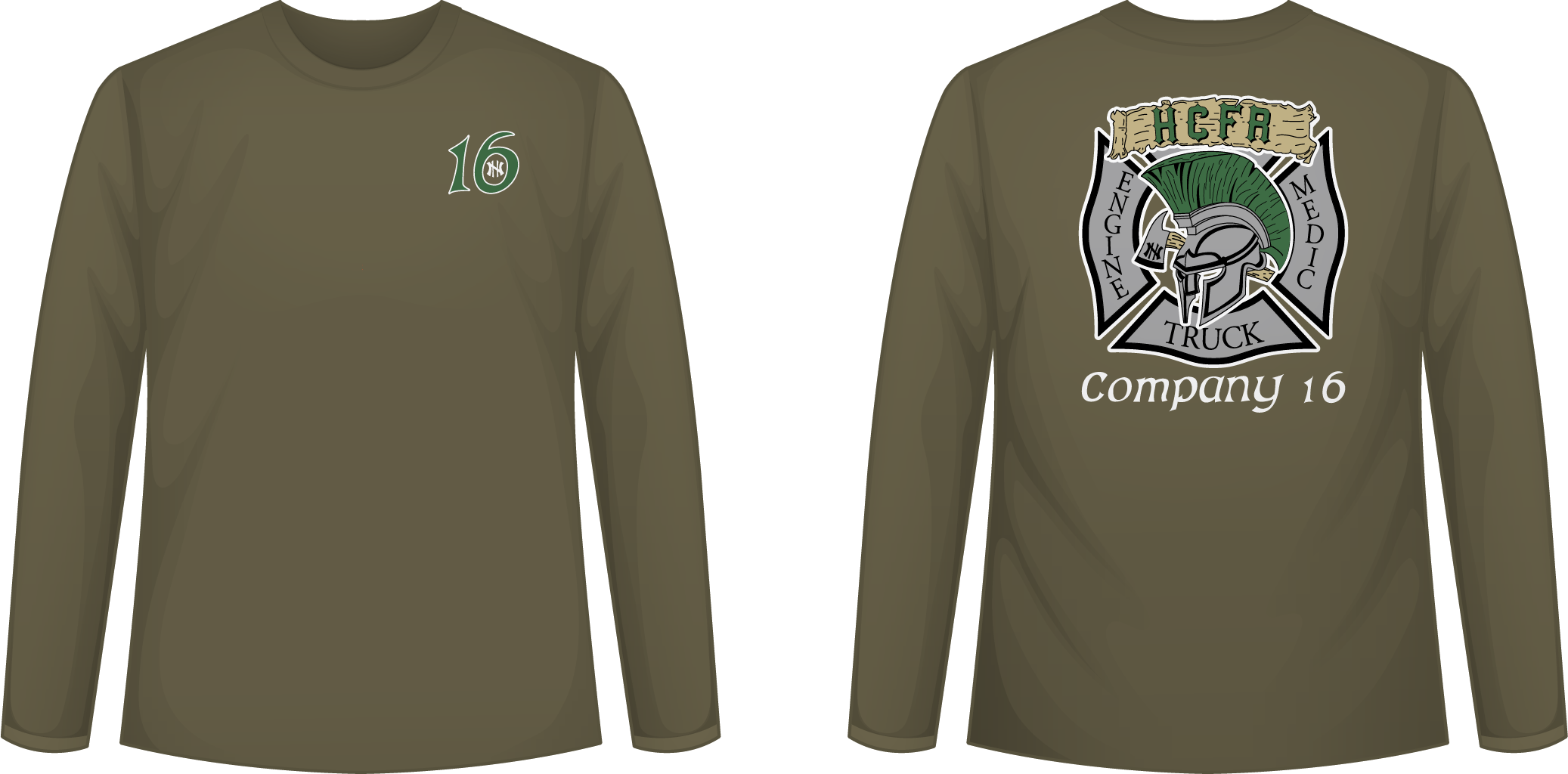 Station 16 Trojans - Next Level Long Sleeve Tee (Military Green)