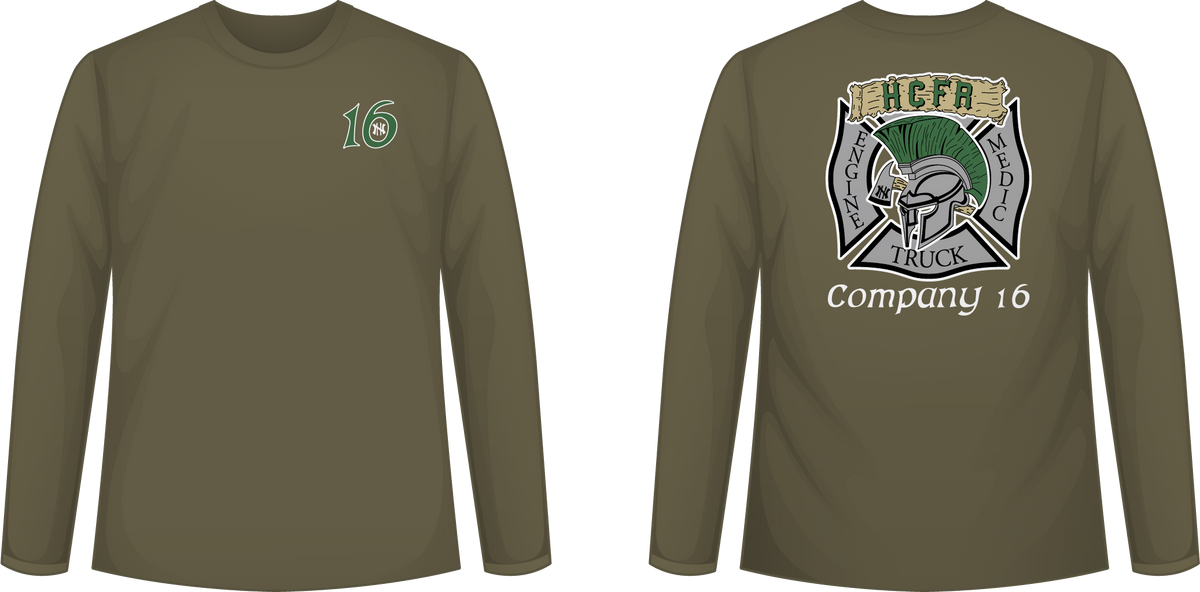 Station 16 Trojans - Next Level Long Sleeve Tee (Military Green)