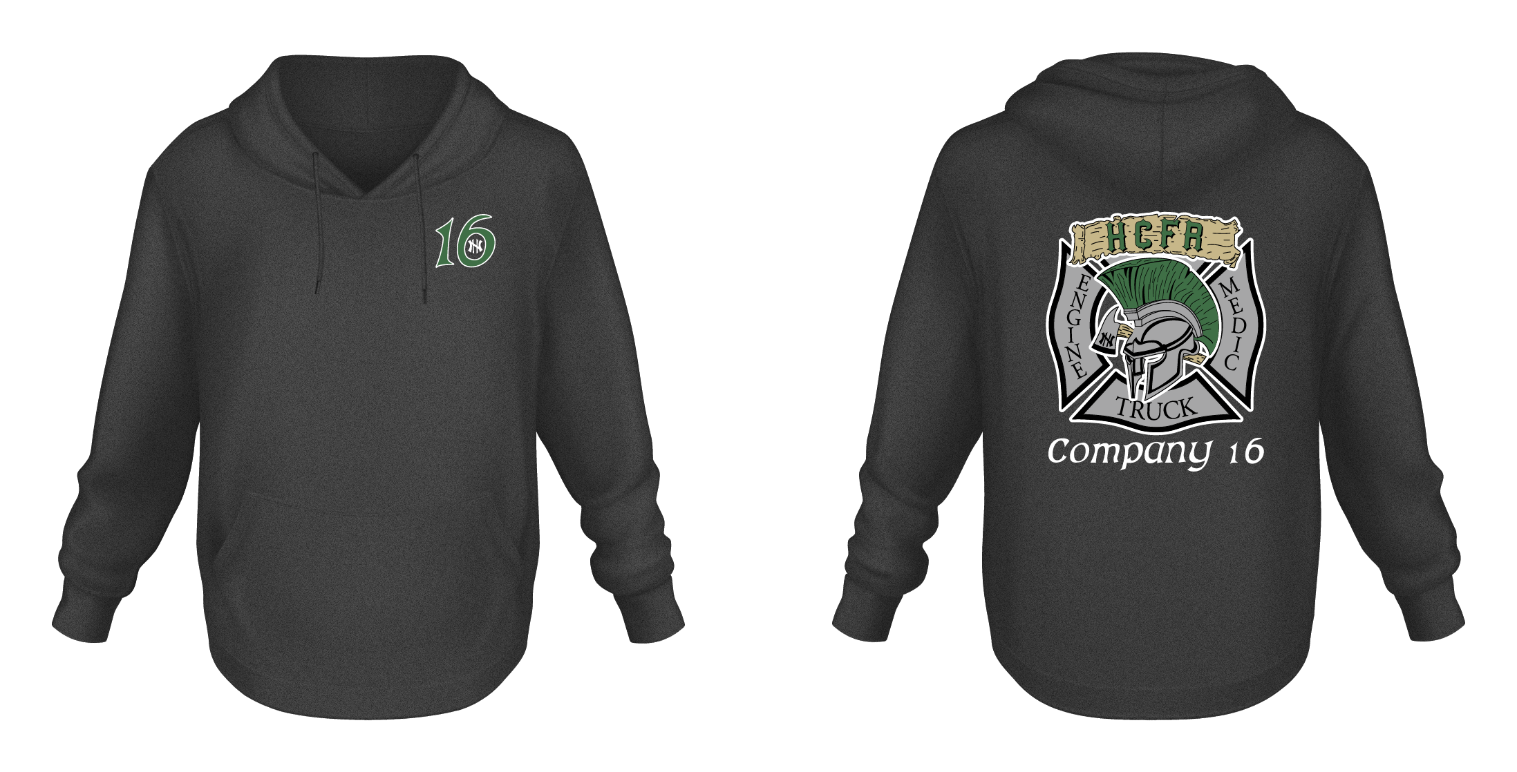 Station 16 Trojans - Port Hoodie (Charcoal)