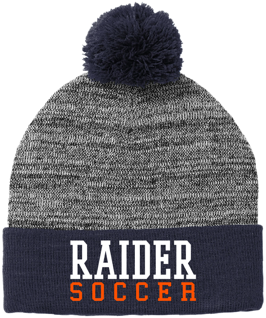 Raider Soccer Pom Pom Beanie (Grey/Navy)