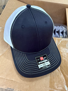 24 Richardson 112 black with white mesh embroidered