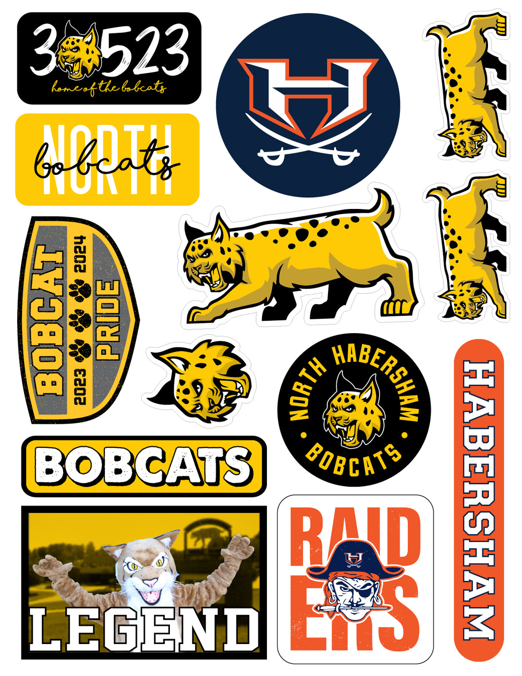 NHMS Bobcats Decal Sheet (13 sticker)