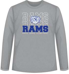 Hazel Grove Stacked Rams Long Sleeve Tee - Sports Grey