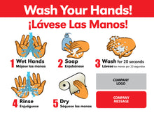 Load image into Gallery viewer, Bilingual Hand Wash Sign with Company Branding
