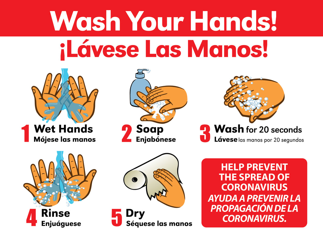 Bilingual Hand Wash Sign
